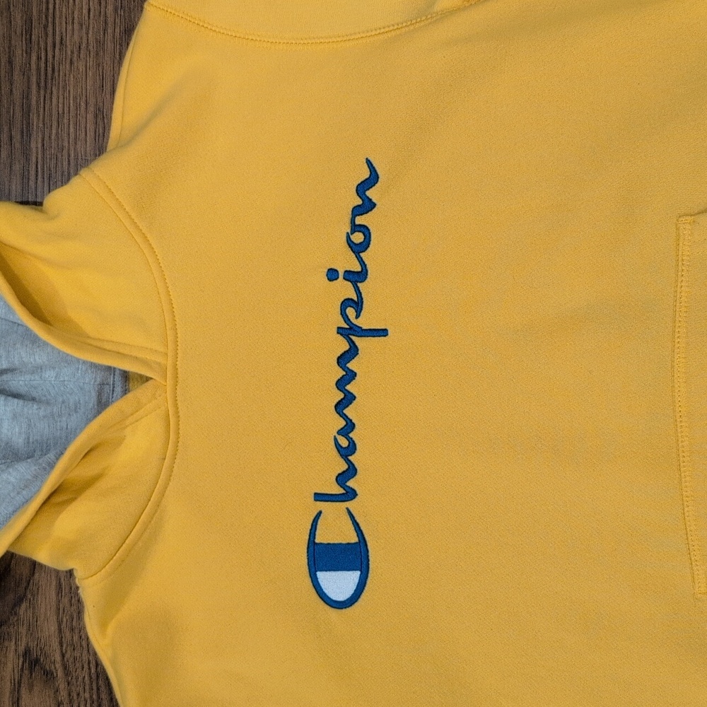 Boys Champion yellow & blue hooded sweatshirt size XL - Picture 2 of 4